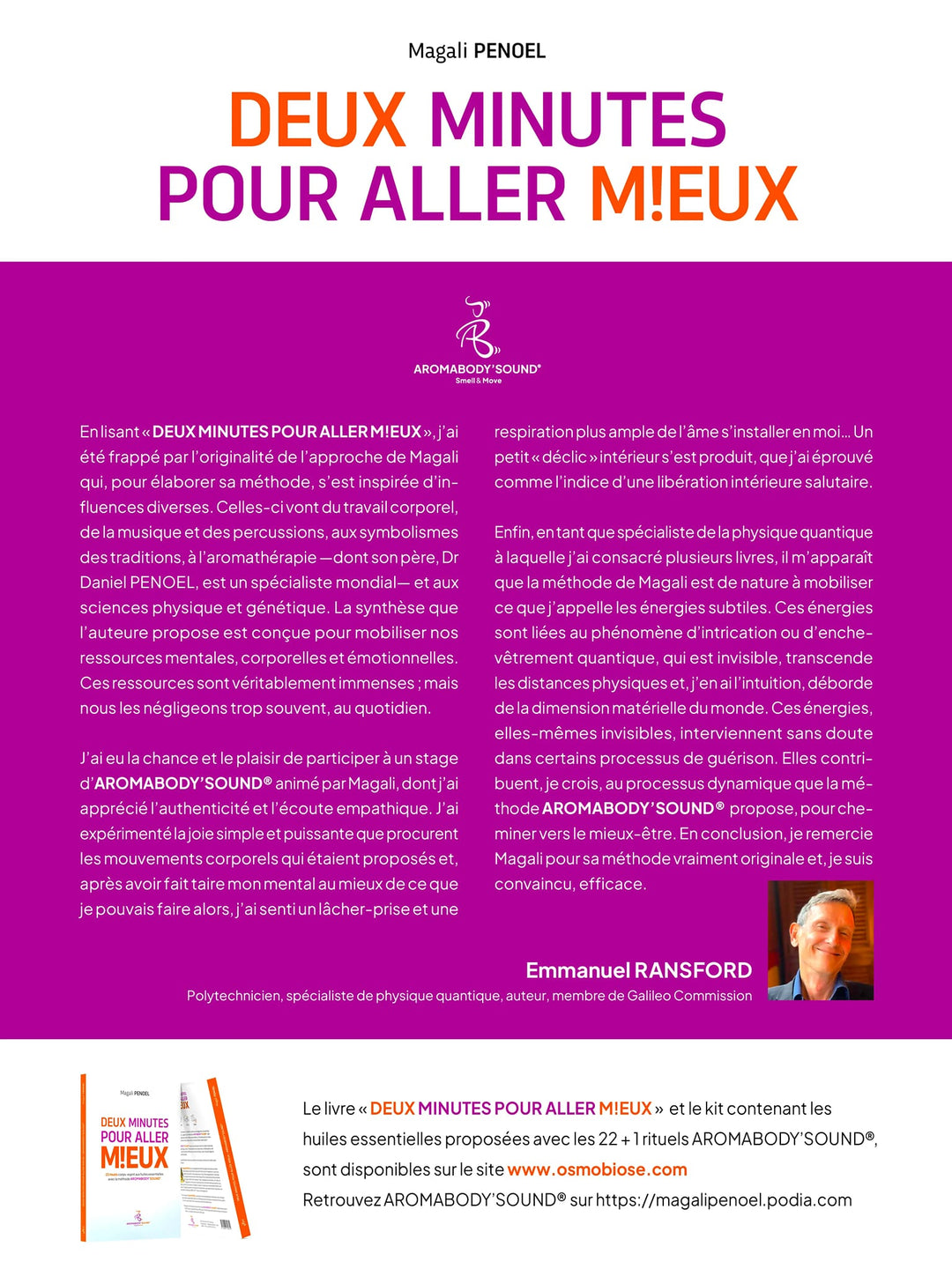 Livre : DEUX minutes pour aller M!EUX !  Avec AROMABODY'SOUND® - Magali PENOEL