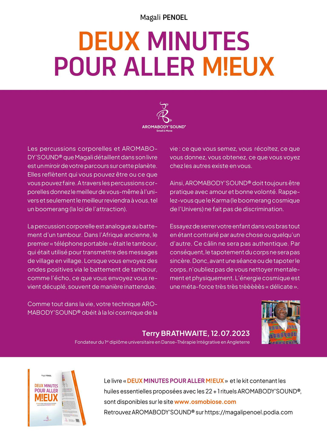 Livre : DEUX minutes pour aller M!EUX !  Avec AROMABODY'SOUND® - Magali PENOEL